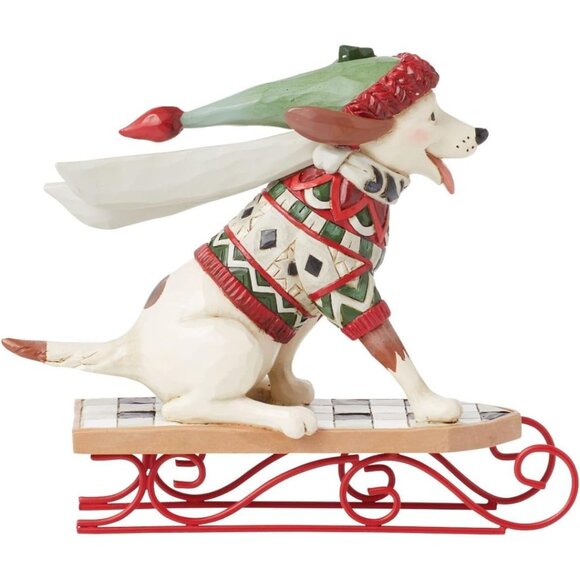Jim Shore Heartwood Creek Highland Glen Dog on Sled Dashing Downhill Figurine - Picture 3 of 6